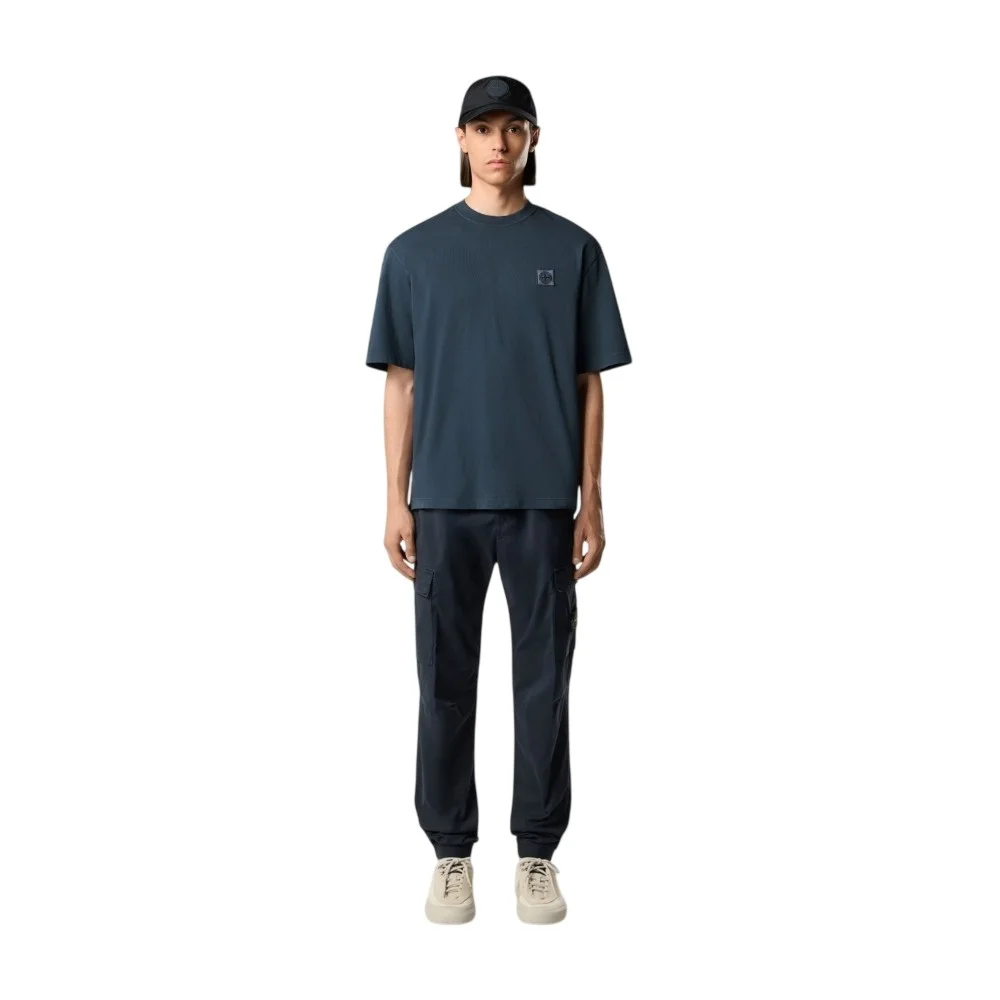 Мужская футболка Stone Island Regular-fit With Compass Patch, серо-синий