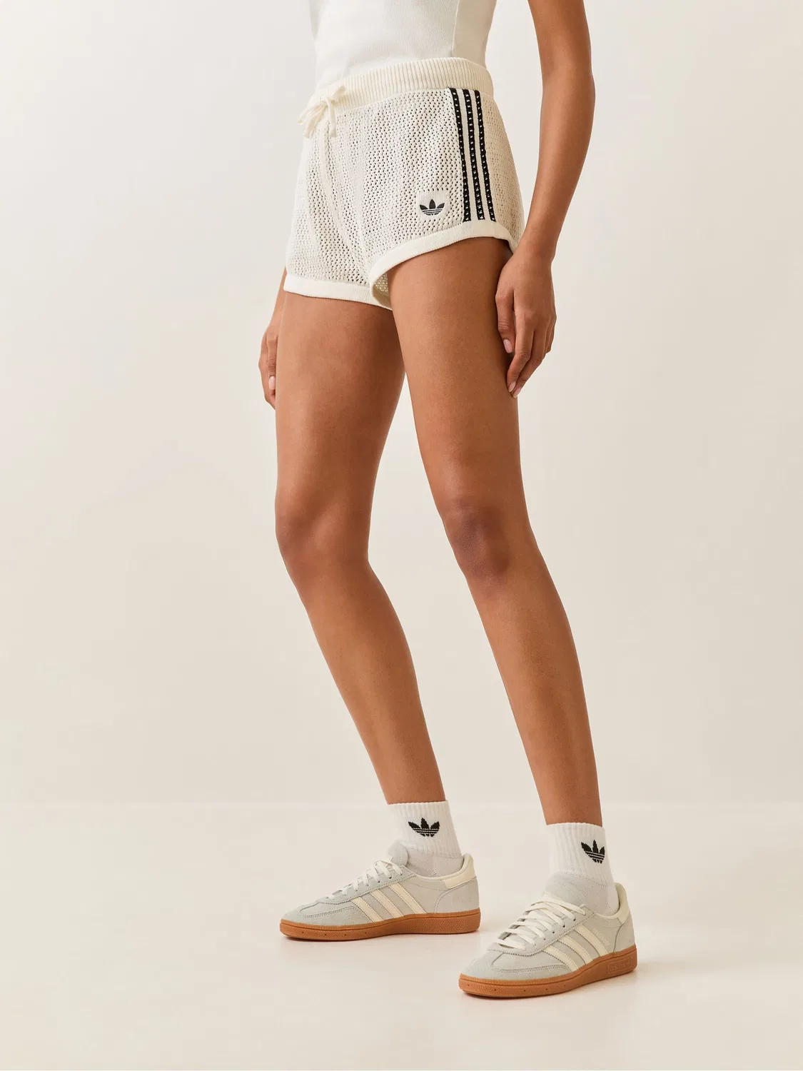 Шорты вязаные крючком, adidas Originals, Белый — фото 2