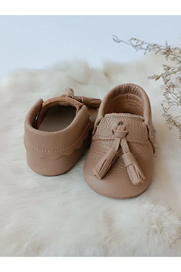 Детские туфли без каблука с принтом Axel plain mink genuine leather baby loafer Hodore, Plain Mink — фото 3