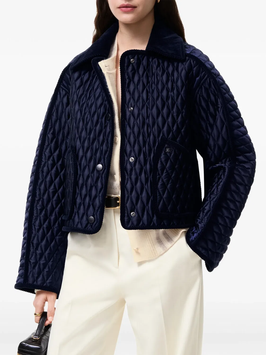 Укороченная стеганая куртка Floriston Burberry, синий — фото 2