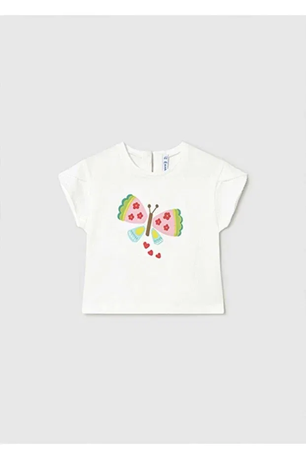 Детская футболка для девочек с принтом Summer baby girl printed tshirt Mayoral, Ecru