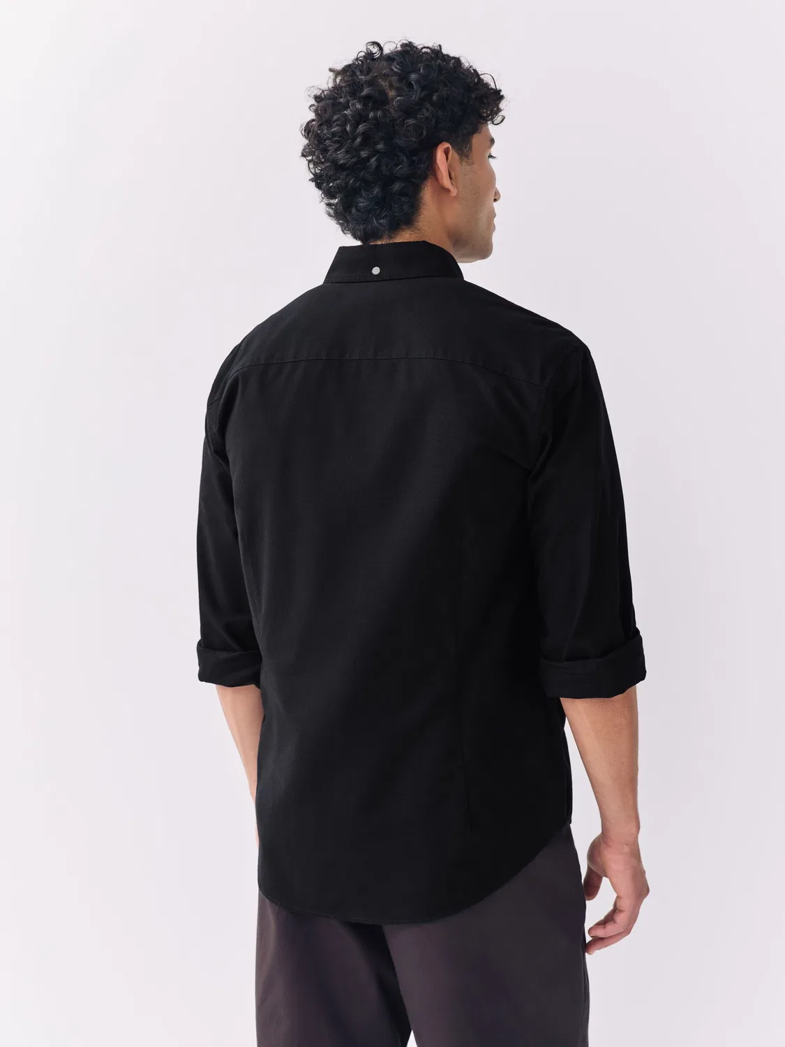 Рубашка Оксфорд, слим фит, Long Sleeve Next, черный — фото 3