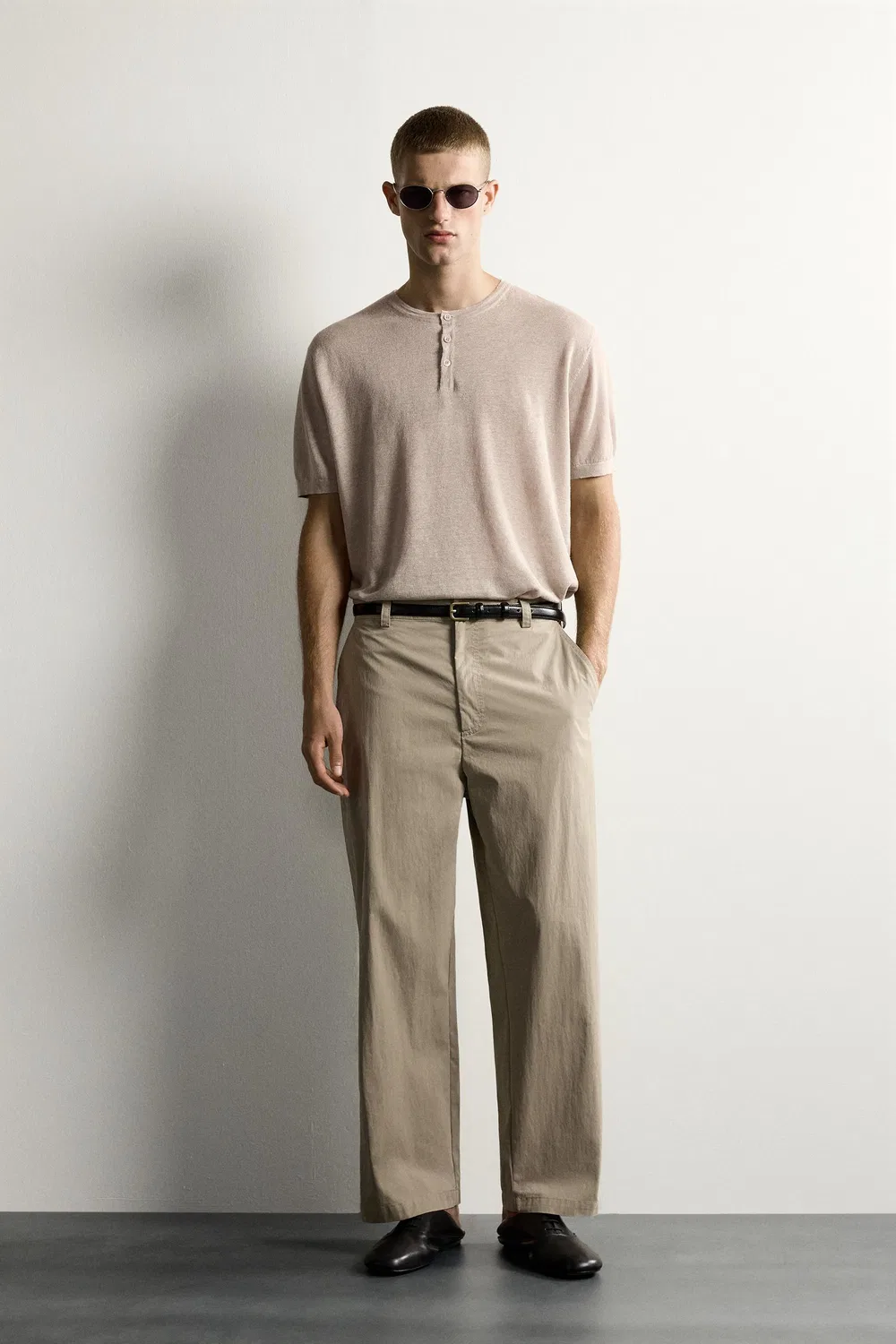 Брюки свободного кроя с вытачками ZARA, Sand/Marl