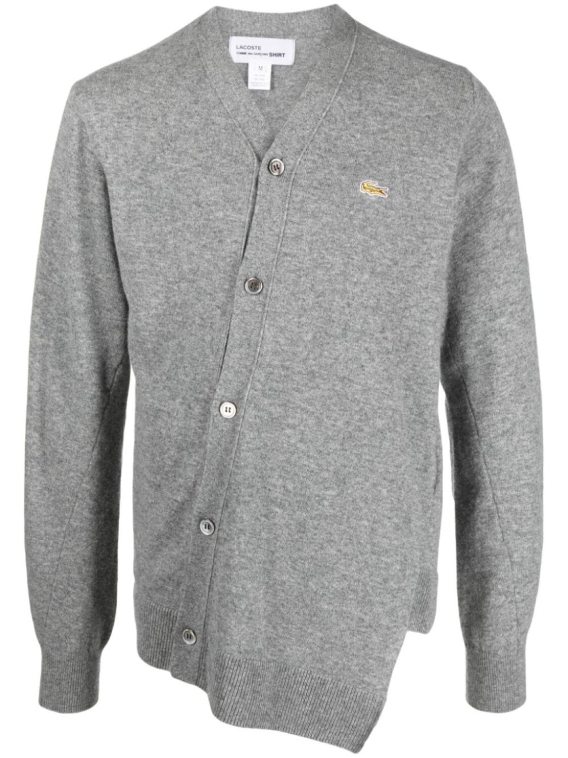 

Comme Des Garçons Shirt шерстяной кардиган асимметричного кроя из коллаборации с Lacoste, серый