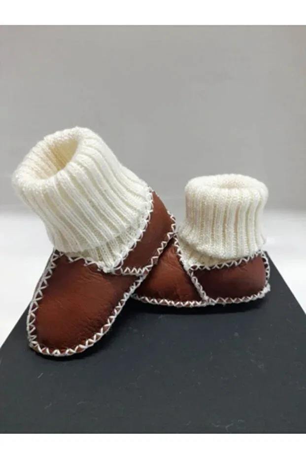 Детские тапочки-носочки из органической кожи Tuğbiş, Brown