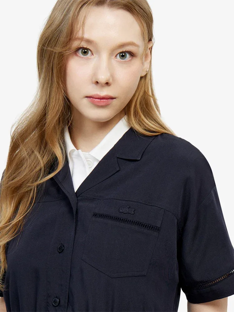 Платье-рубашка LACOSTE Navy с открытой деталью — фото 2