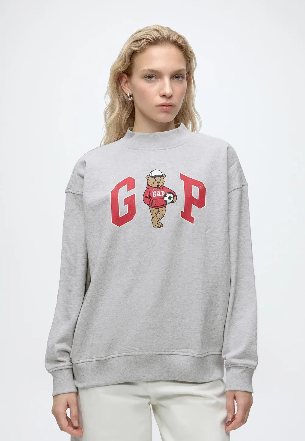 Свитер с высоким воротником и логотипом Gap, Grey