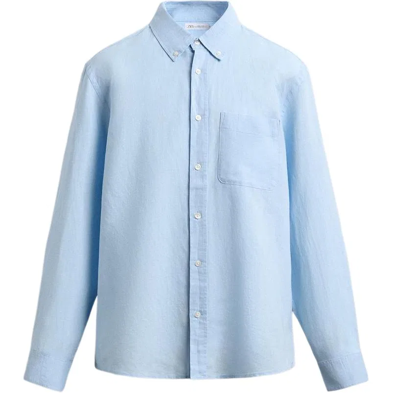 Мужская рубашка с длинным рукавом ZARA, Light Blue