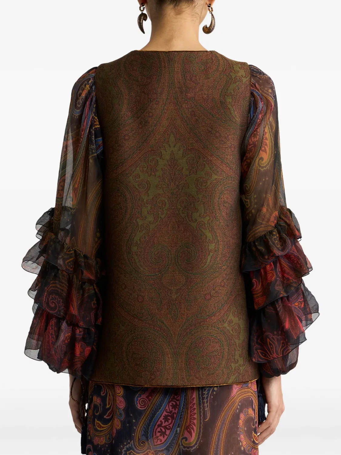 ETRO Жилет из шерстяно-шелкового жаккарда, коричневый — фото 3
