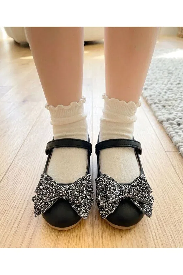 Детские балетки для девочек с ортопедической стелькой Surpie Shoes, Black — фото 4
