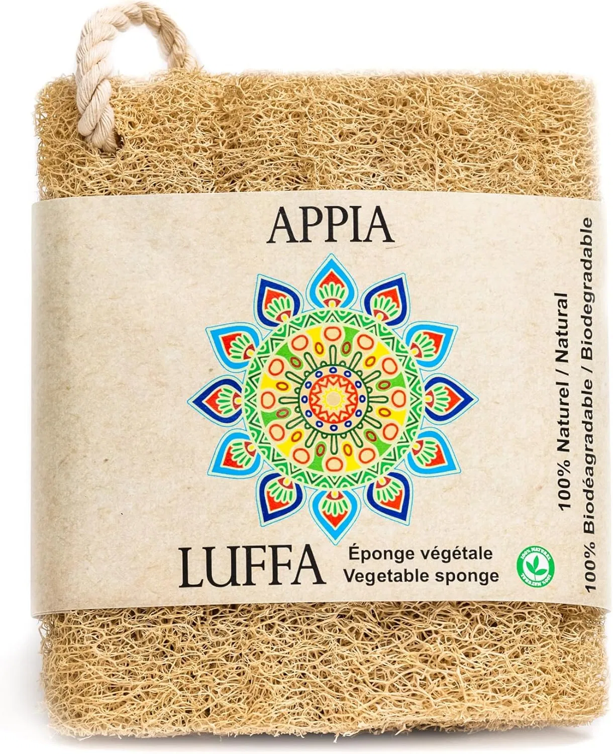 Люфа для тела, Appia Luffa, 1 шт, 15x10x1 см, Beige
