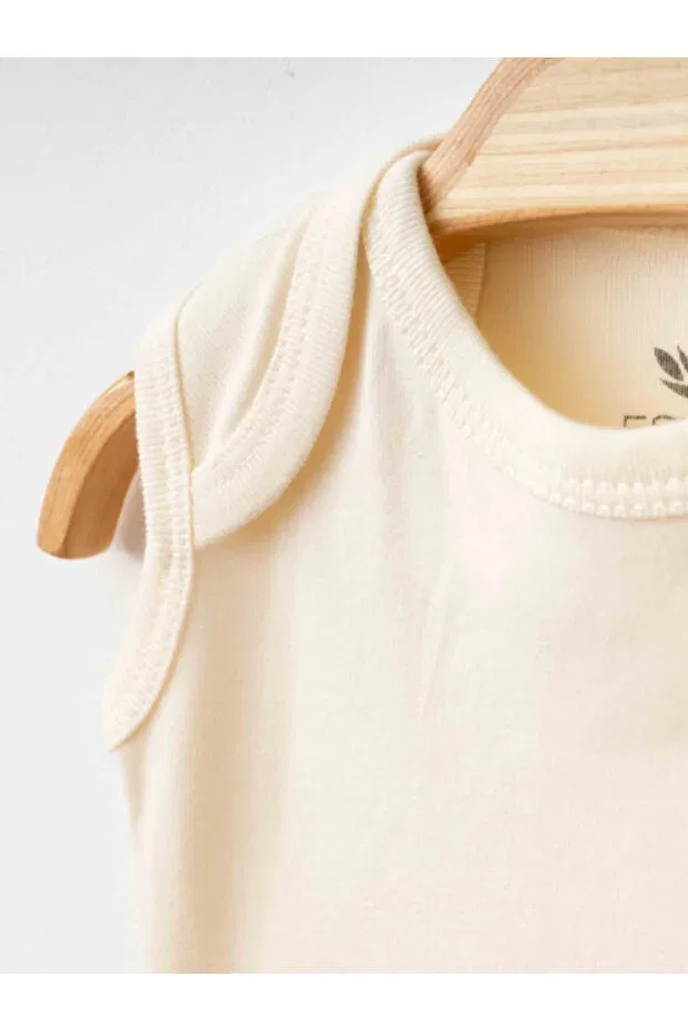 Детское для новорожденных боди-комбинезон хлопковый набор Honeybean organic cotton baby body set gots certified sleeveless and short sleeve Eslenza, Ecru — фото 2