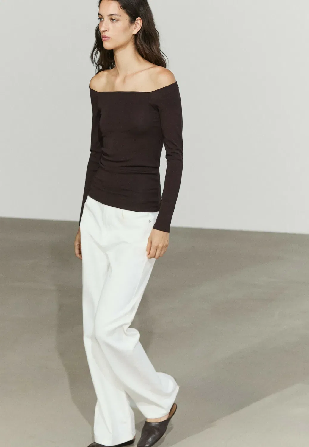 Топ с длинными рукавами Massimo Dutti, Dark Brown — фото 3