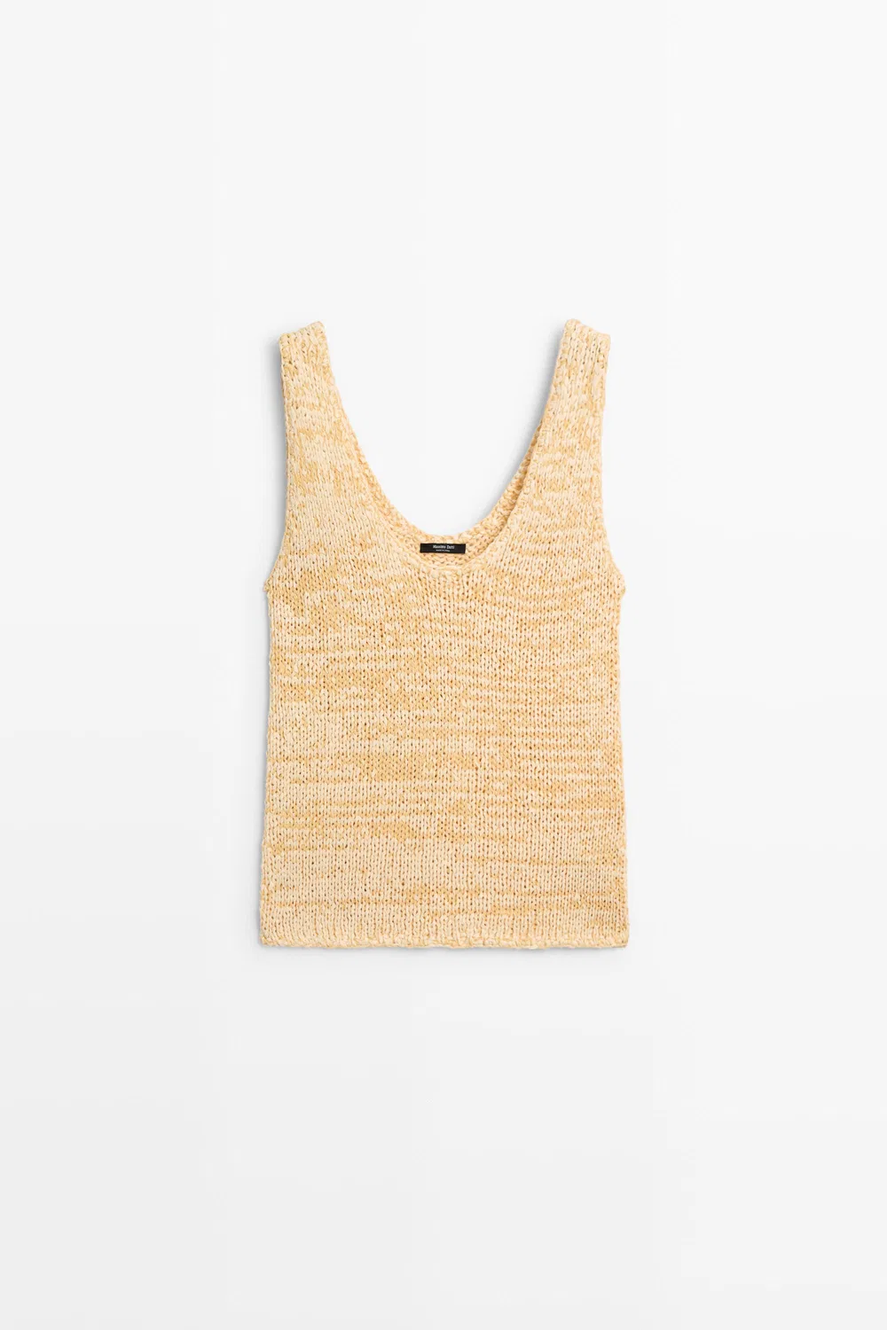 Топ Massimo Dutti Round Neck Knit, желтый — фото 2