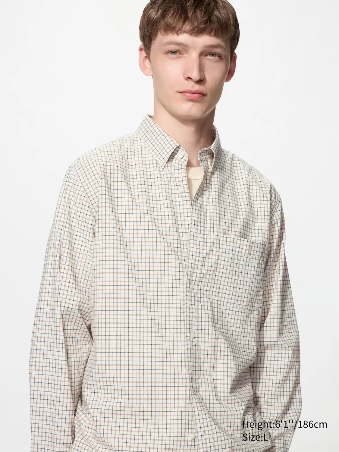 Рубашка Uniqlo, клетчатая, натуральный