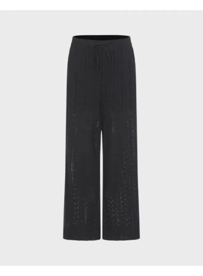 Брюки широкие с перфорацией Zara, черный