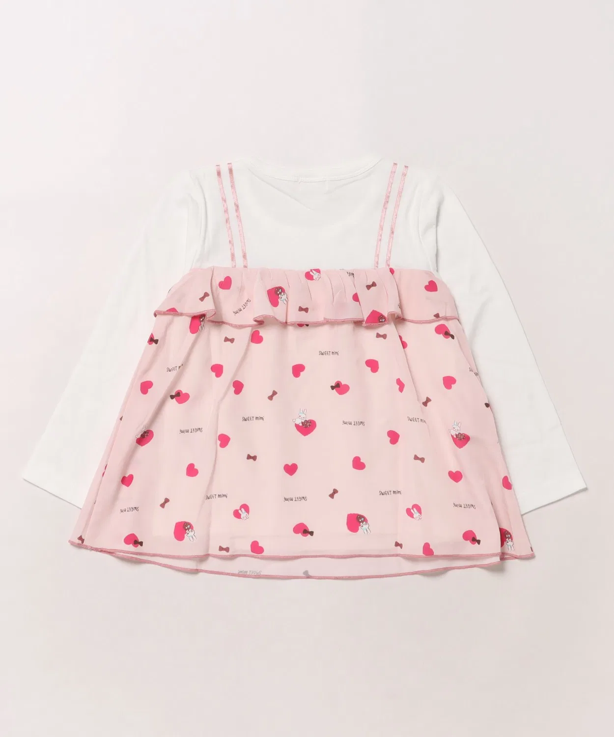 Детская туника с длинным рукавомс принтом Heart mimi KP, Off White — фото 2