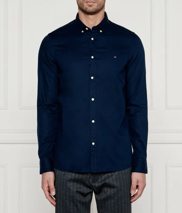 Мужская рубашка с длинным рукавом Camicia Dobby Tommy Hilfiger, Blu Marino