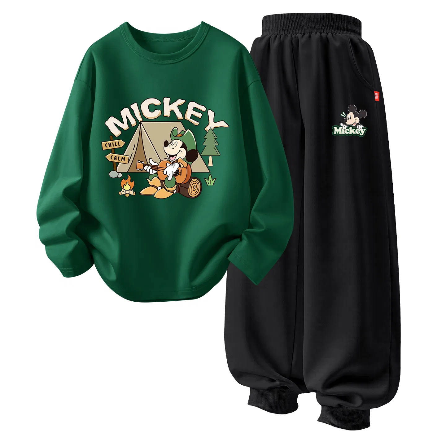 Детский спортивный комплект с принтом Disney Casual Sportswear, Wild Adventure Vintage Green+Smiling Face K Black