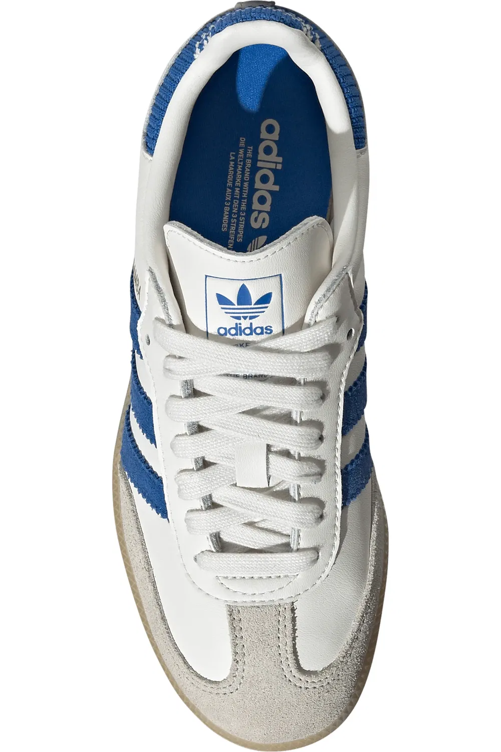 Кроссовки детские футбольные Samba OG adidas, Cloud White/Blue/Gum 3 — фото 4
