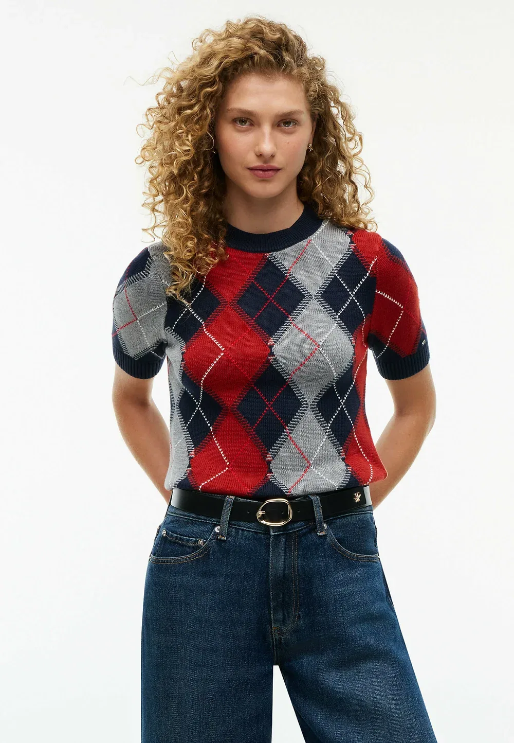 Футболка с коротким рукавом и принтом «Аргайл» Tommy Hilfiger, Dark Blue Argyle