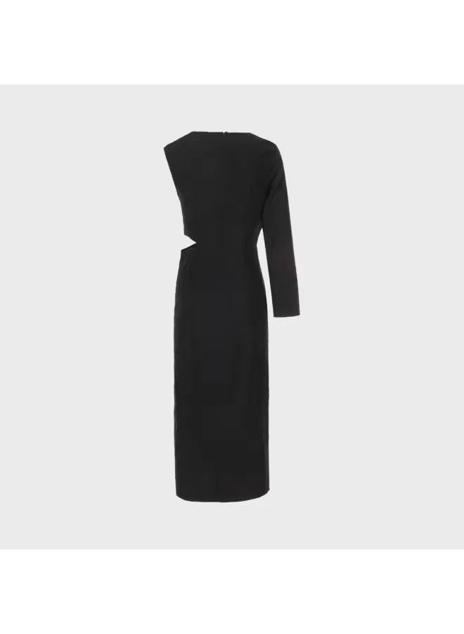 Платье с асимметричным рукавом и разрезом Zara, черный — фото 3