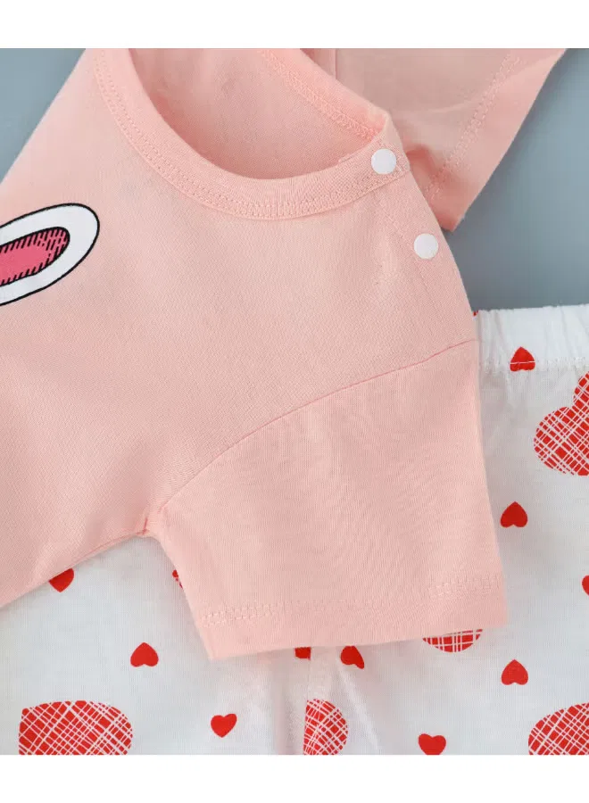 Комплект футболки и шортов с принтом Babyqlo, белый/розовый — фото 3