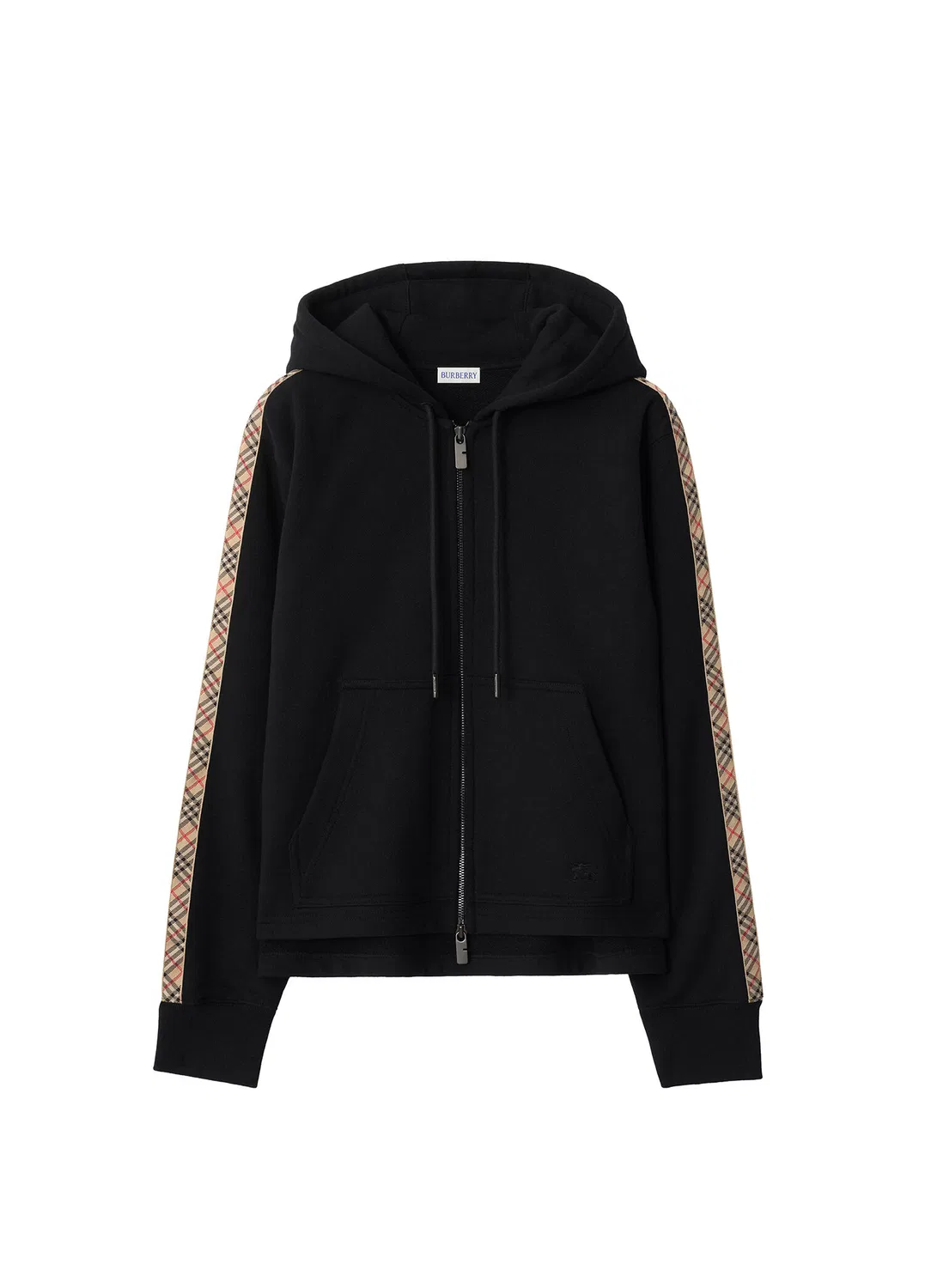 Свитшот Burberry Check Trim Cotton Zip, женский, черный