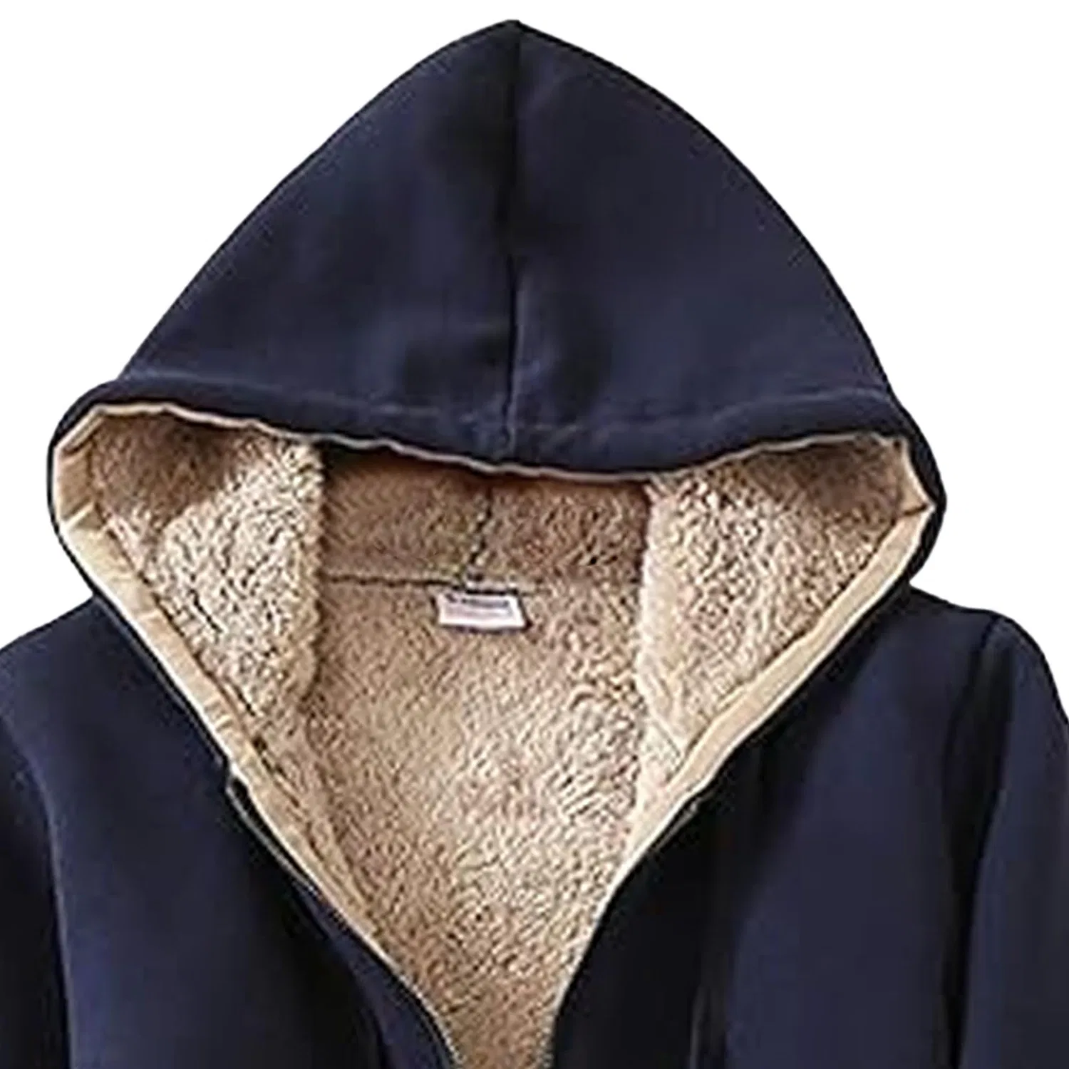 Женская флисовая куртка с капюшоном и принтом, Blu navy — фото 4