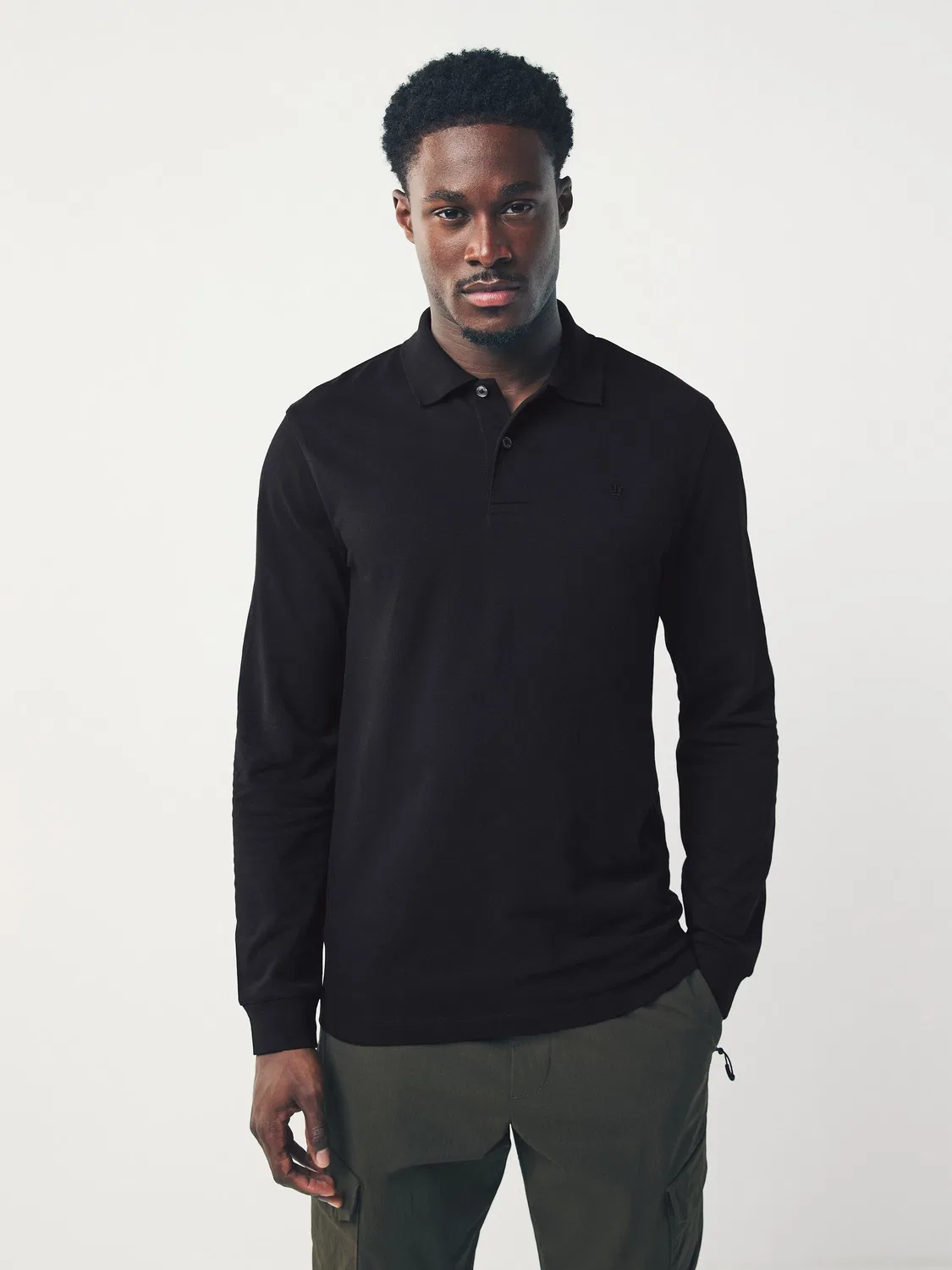 Поло с длинным рукавом, Slim Fit Next, черный