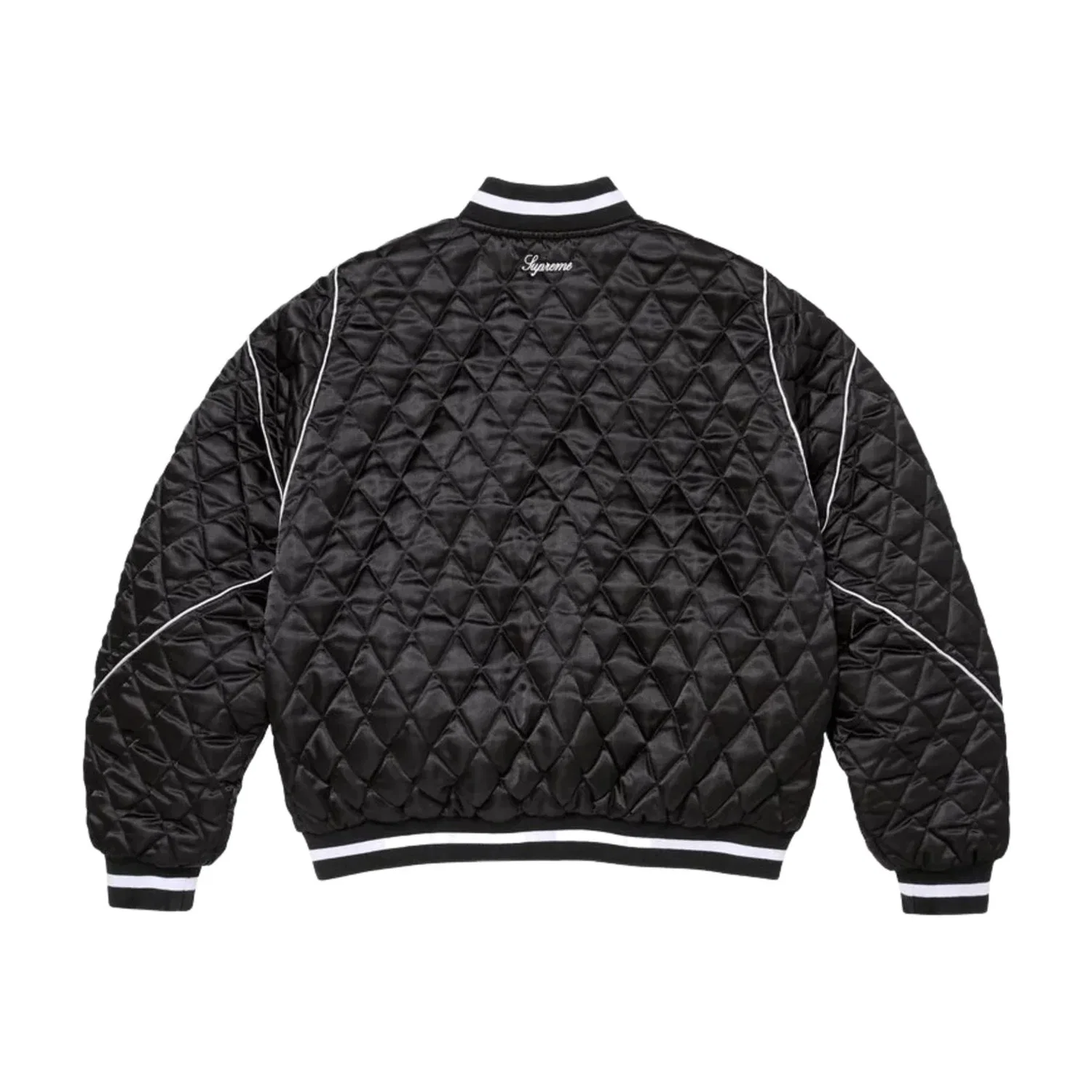 Мужская куртка Champion FW26 Quilted Satin Varsity Jacket 'Black' Supreme, черный — фото 3
