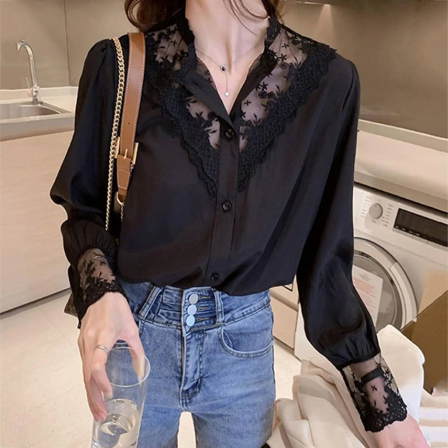Футболка длинный рукав, легкая, T-shirt, черный — фото 3
