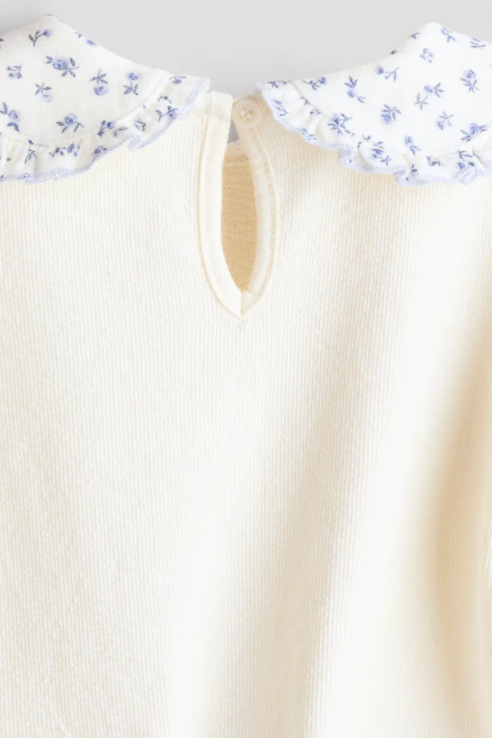Хлопковое платье с муслиновой юбкой H&M, Cremefarben/Geblümt — фото 2