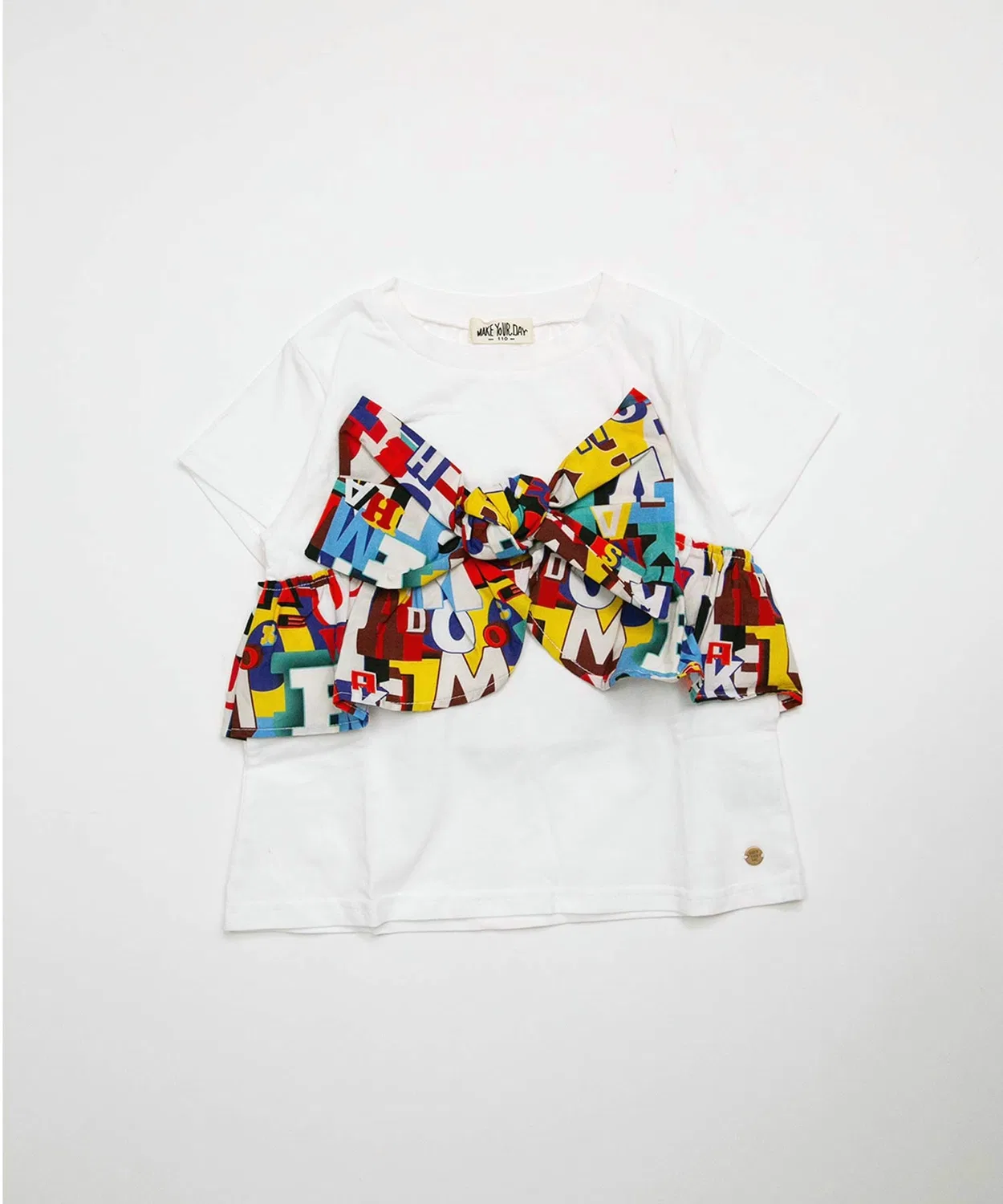 Детская футболка с крупным бантом без рукавов MAKE YOUR DAY, Off White — фото 2