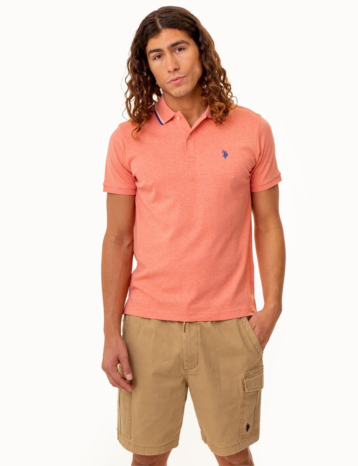 

Футболка поло U.S. Polo Assn. Slim Fit Solid Interlock, оранжевый