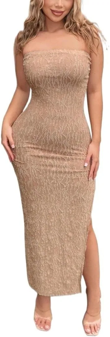 Женское облегающее платье без рукавов Knitted Fabric, Khaki