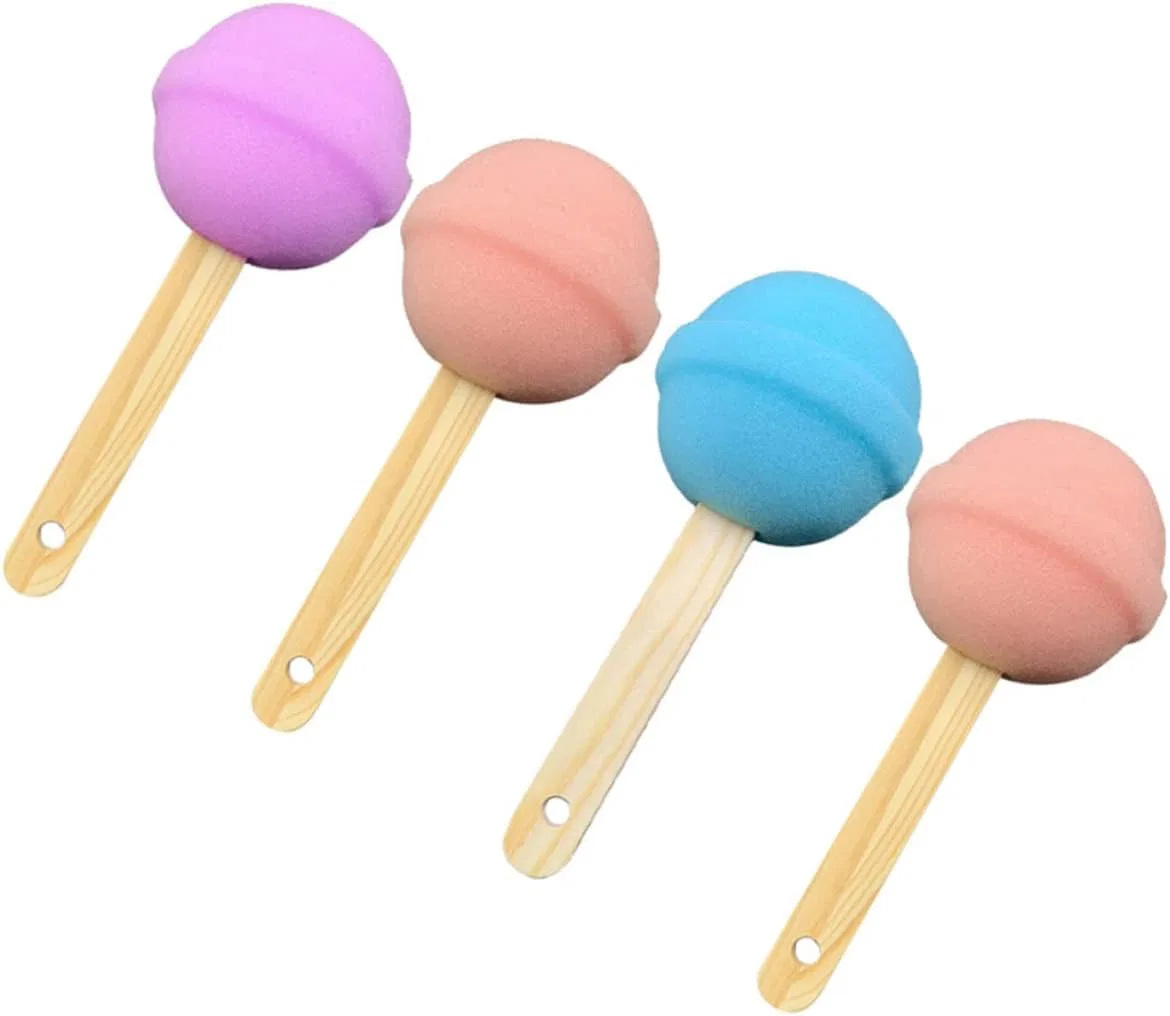 4шт Lollipop-мочалки для ванны, EXAOMBLE, многоразовые, высокой плотности, для пилинга и очищения