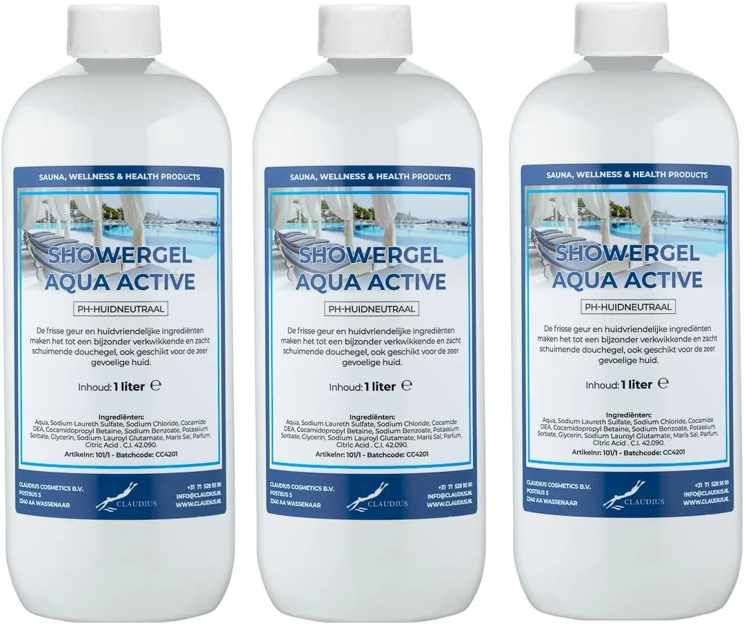 Гель для душа Aqua Active, Claudius, 3 x 1 л, Свежий аромат