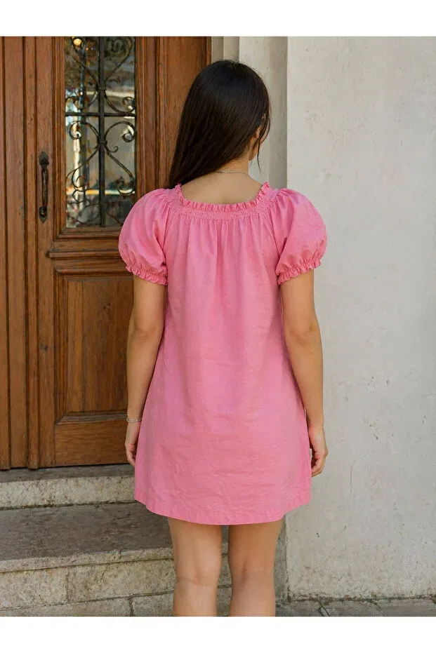 Детское платье для девочек льняное Yalçınoğlu Kids, Pink — фото 2