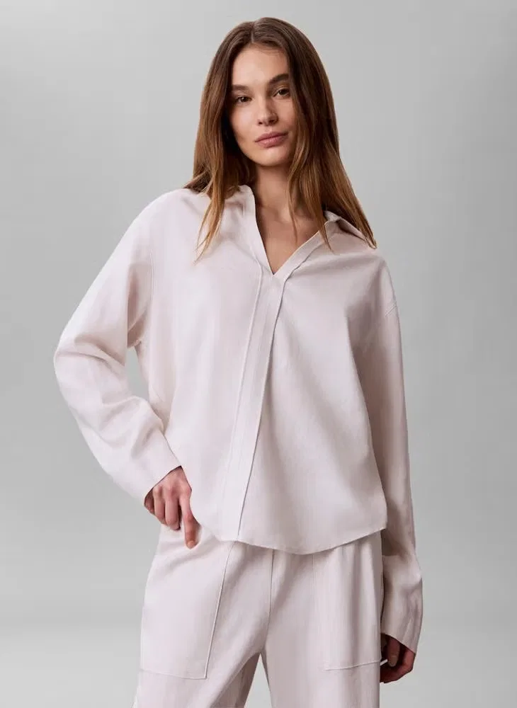 Лонгслив льняной Casual Calvin Klein, белый песок