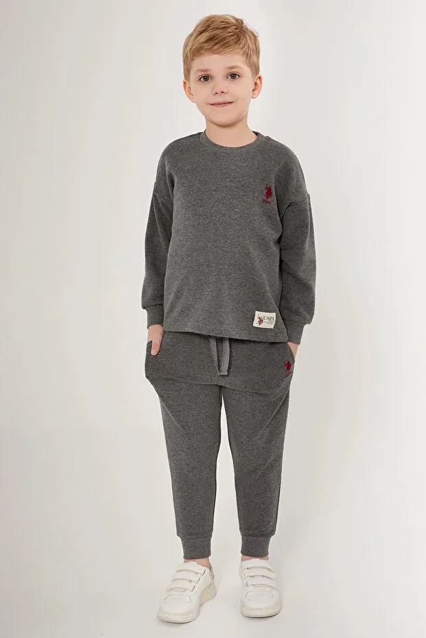 Детский спортивный комплект для мальчиков из футера U.S. Polo Assn., Anthracite Melange — фото 2