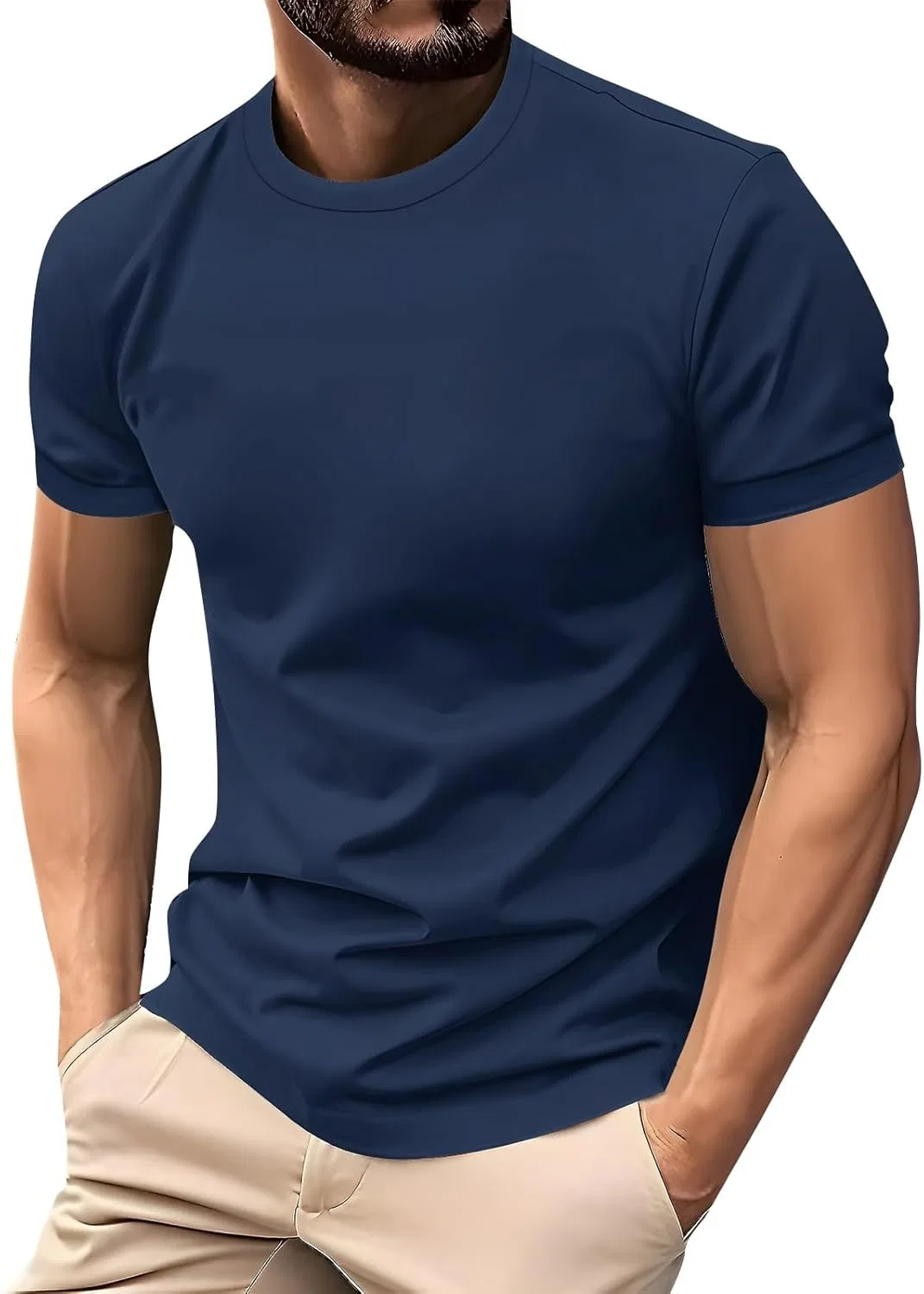 Мужская футболка для фитнеса с коротким рукавом, Navy