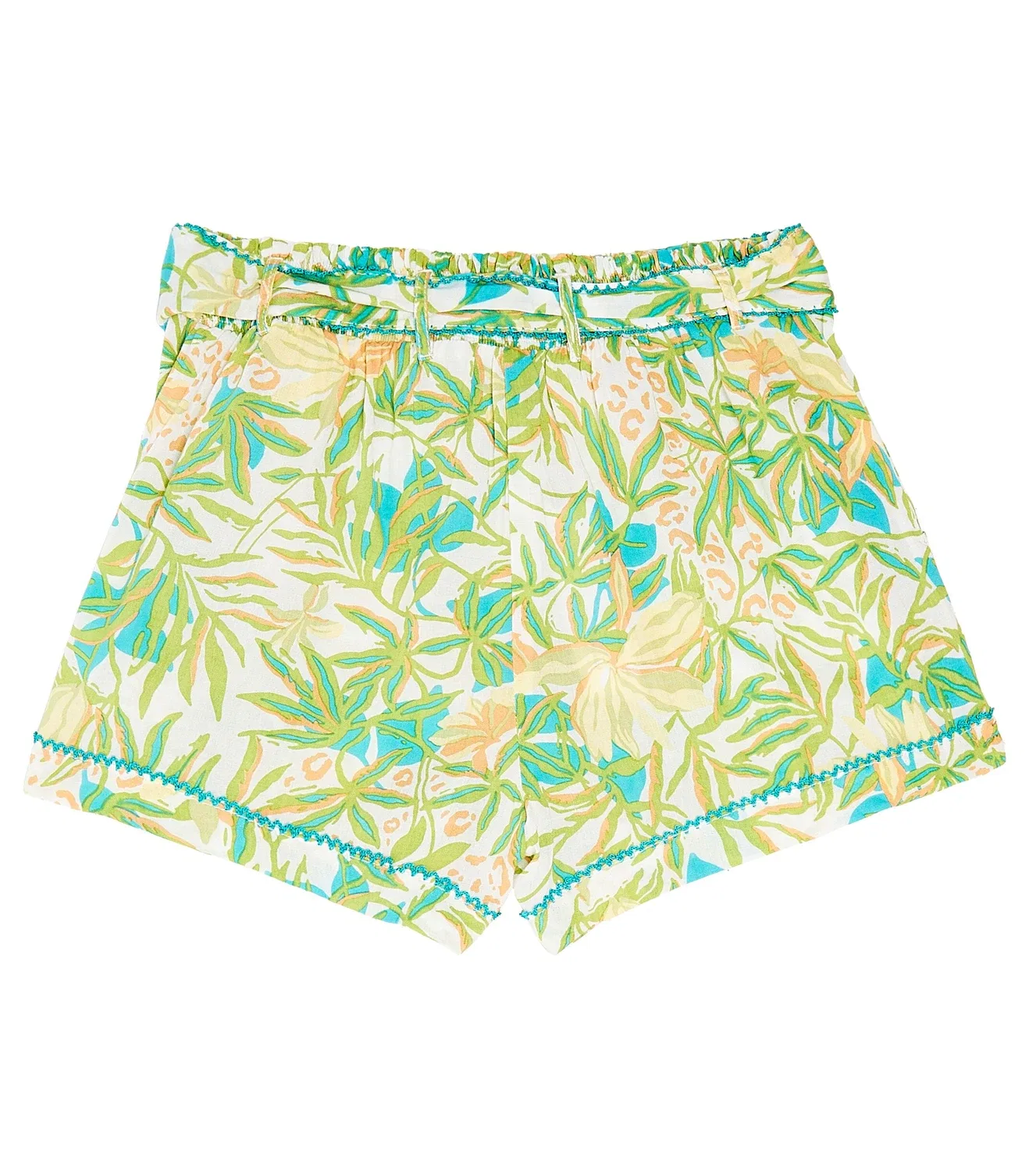 Шорты с цветочным принтом Rachel Poupette St Barth Kids, Green Orchid — фото 4