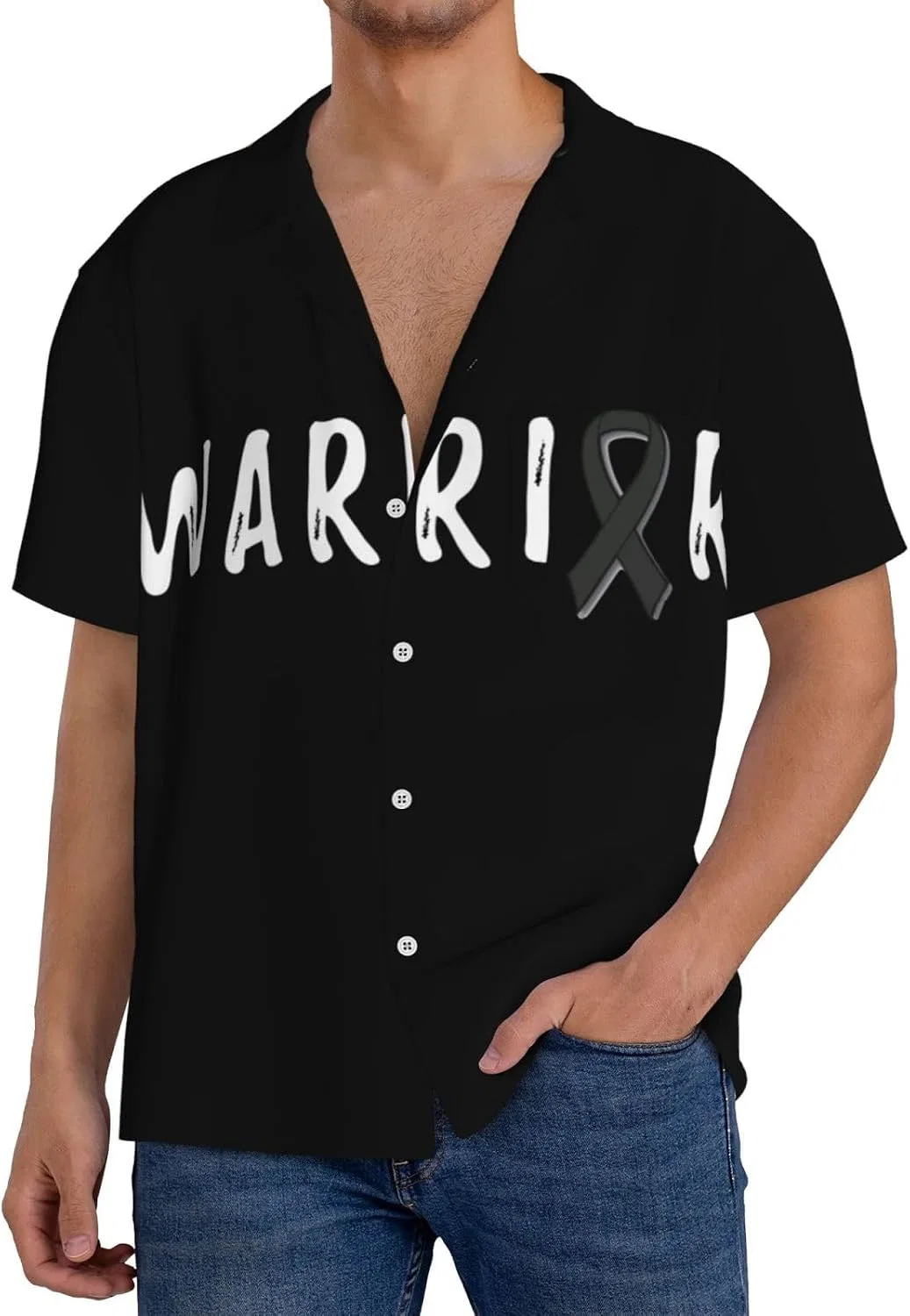 Мужская свободная рубашка с кубинским воротником Warrior, Black