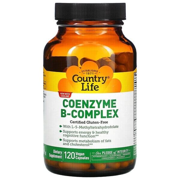 

Комплекс коэнзимов группы B Country Life, 120 растительных капсул