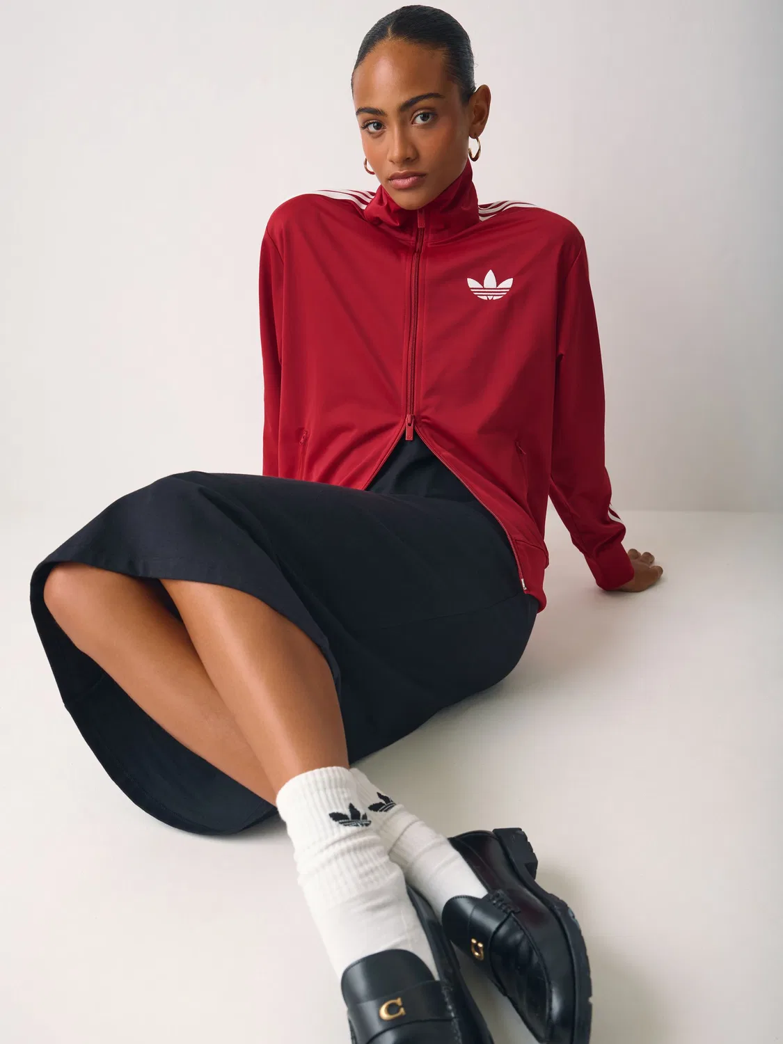 Толстовка Firebird Track Top Loose, adidas Originals, красный — фото 2