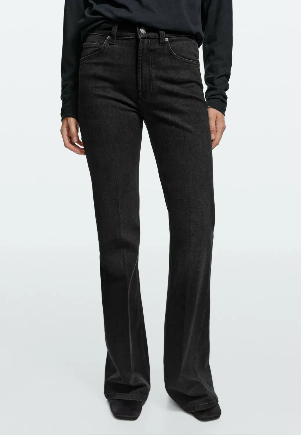 Джинсы-Клеш с высокой талией 05080824 - джинсы-клеш Massimo Dutti, Black
