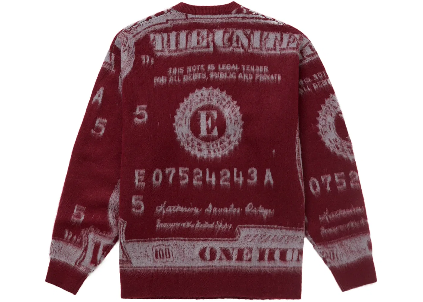 Мужской свитер с принтом Supreme, Burgundy — фото 2