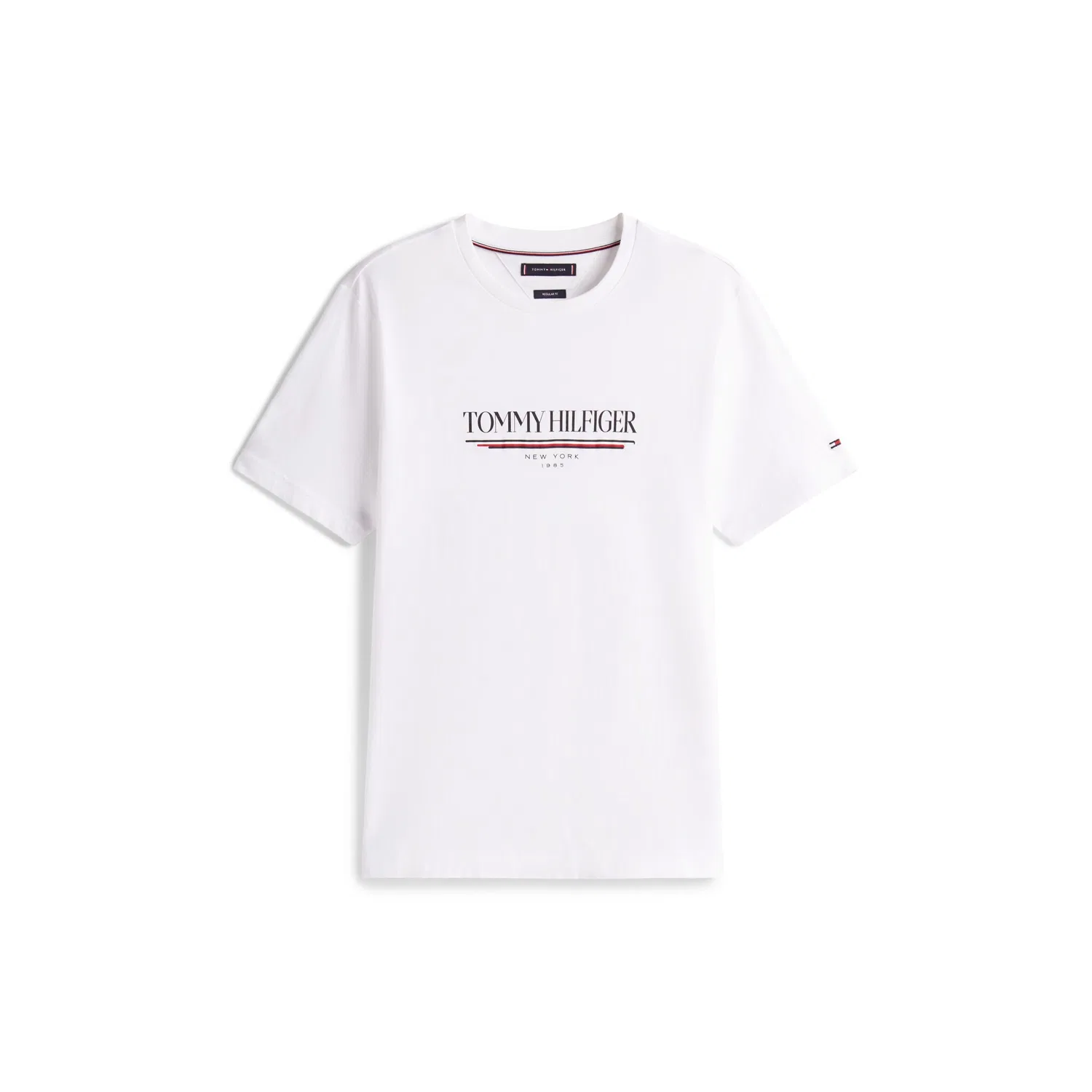 Мужская хлопковая футболка с круглым вырезом Tommy Hilfiger, White — фото 3