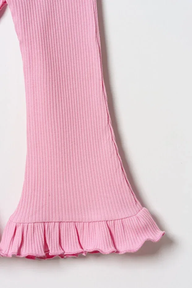 Детские леггинсы для девочек с оборками Spanish Flare Minipodyum, Dark Pink — фото 3